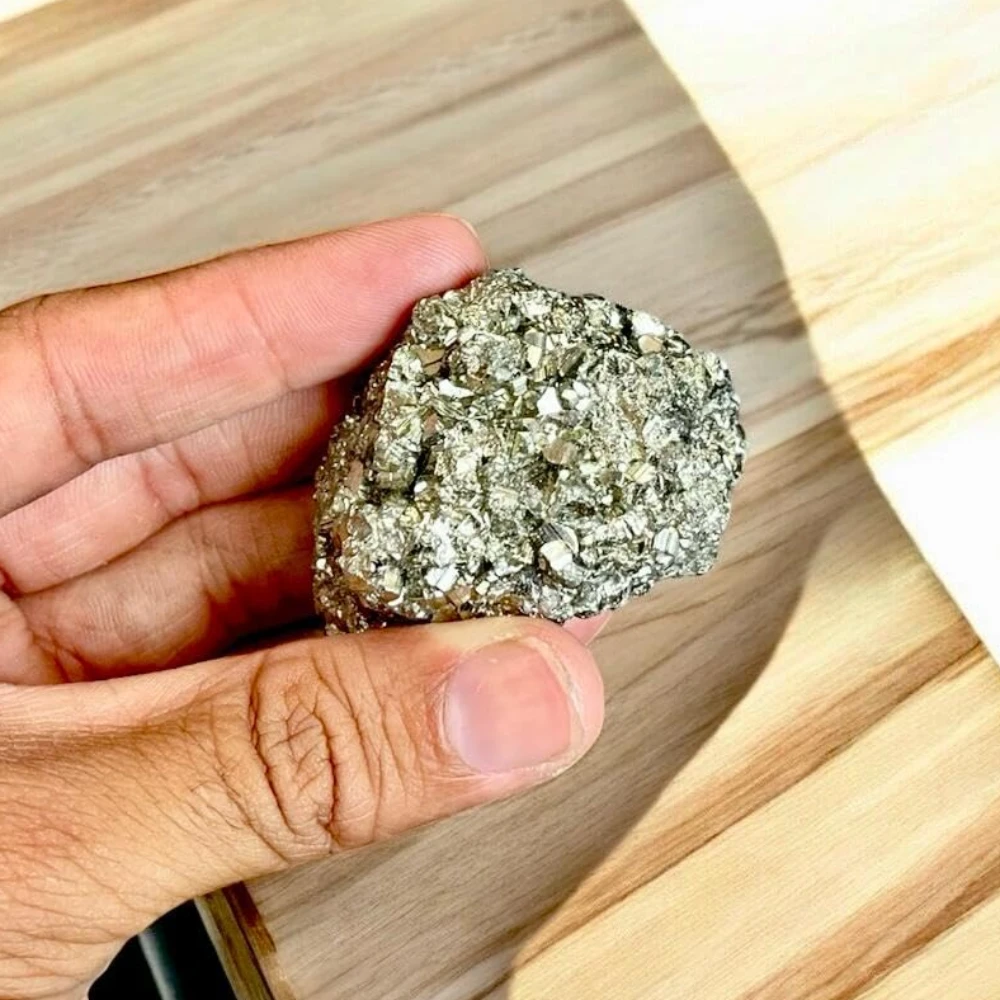 Agatesvibe Natural Energised Golden Pyrite Cluster Grade - Original Stone for Healing, Willpower, Money Manifestation, Vastu, and Business - Certified (Pack Of 1) (80-120 Gram)