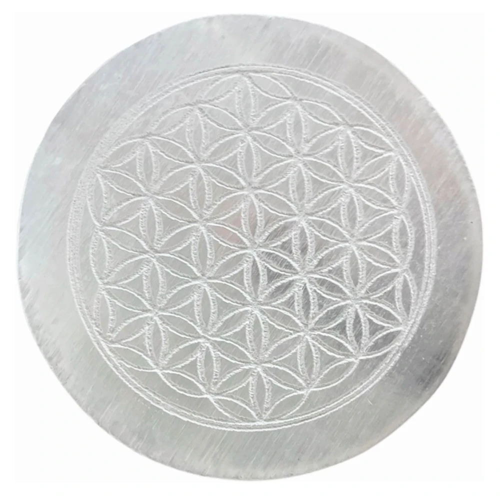 Agatesvibe Certified Selenite Charging Plate 3 – 4-Inch Engraved Sri Yantra Cube for Crystal Cleansing, Reiki Energy Work, Meditation & Pooja Rituals (Pack of 1) (4 Inch)