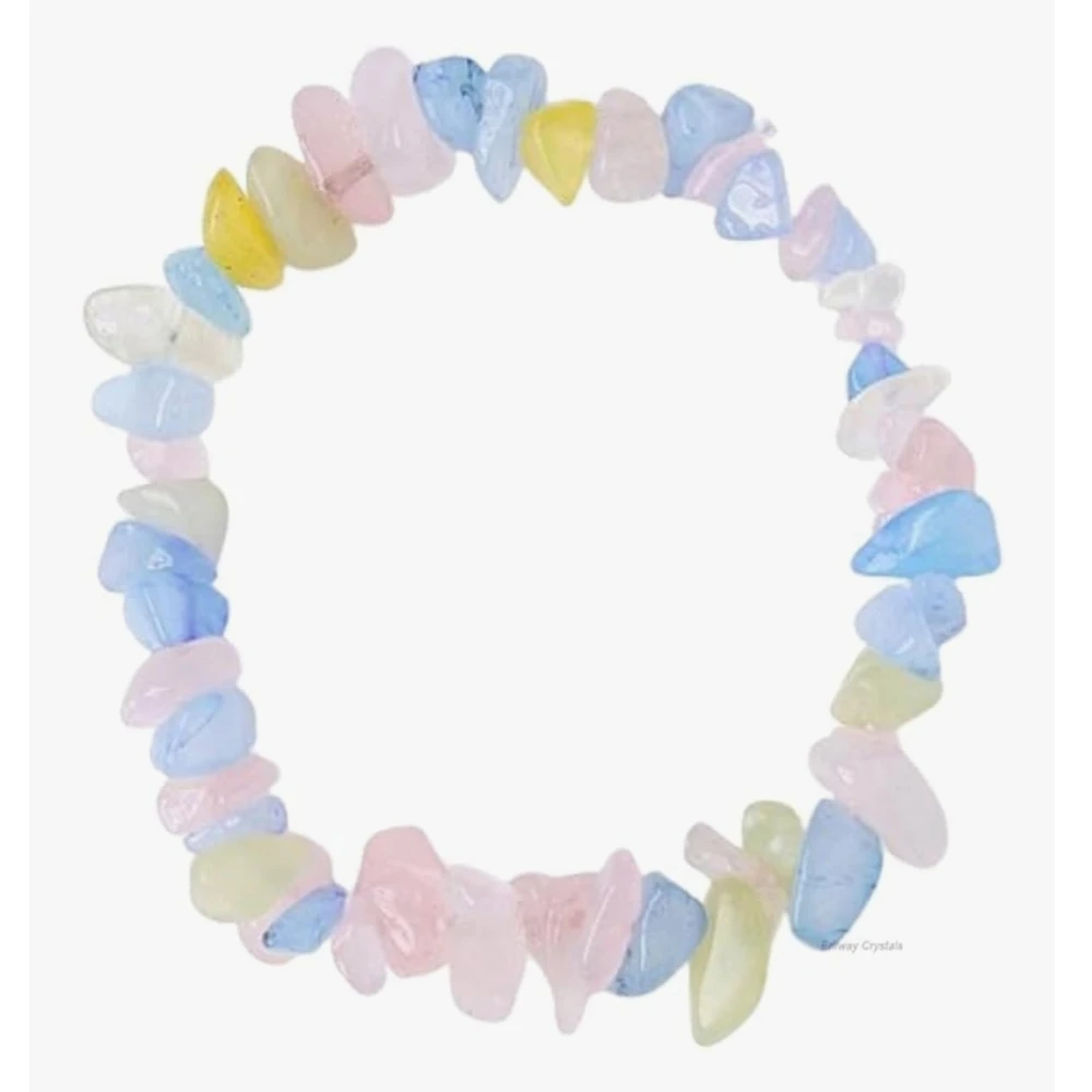 Agatesvibe Crystals Stretch Bracelet Irregular Beads Stretch Healing Crystals Chips Natural Gemstone for Women Jewelry Reiki Meditation (Pack of 1) (Morganite)