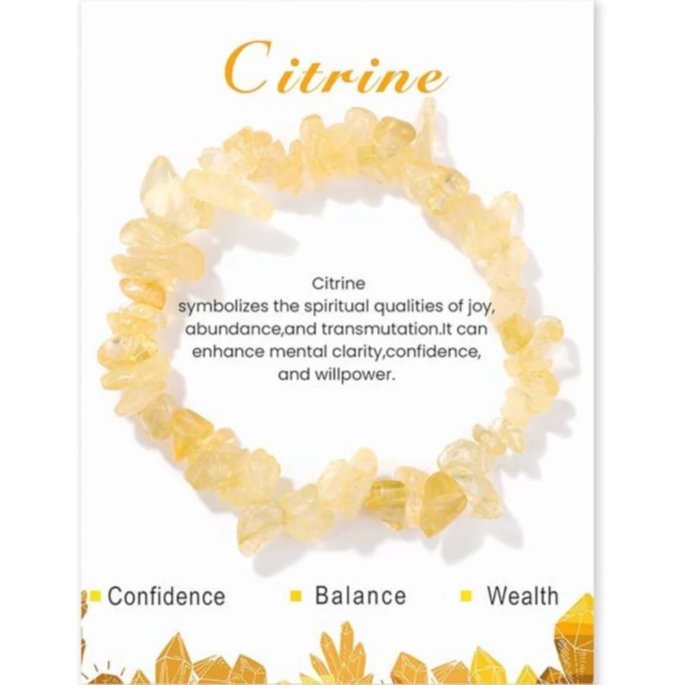 Agatesvibe Crystals Stretch Bracelet Irregular Beads Stretch Healing Crystals Chips Natural Gemstone for Women Jewelry Reiki Meditation (Pack of 1) (Citrine)