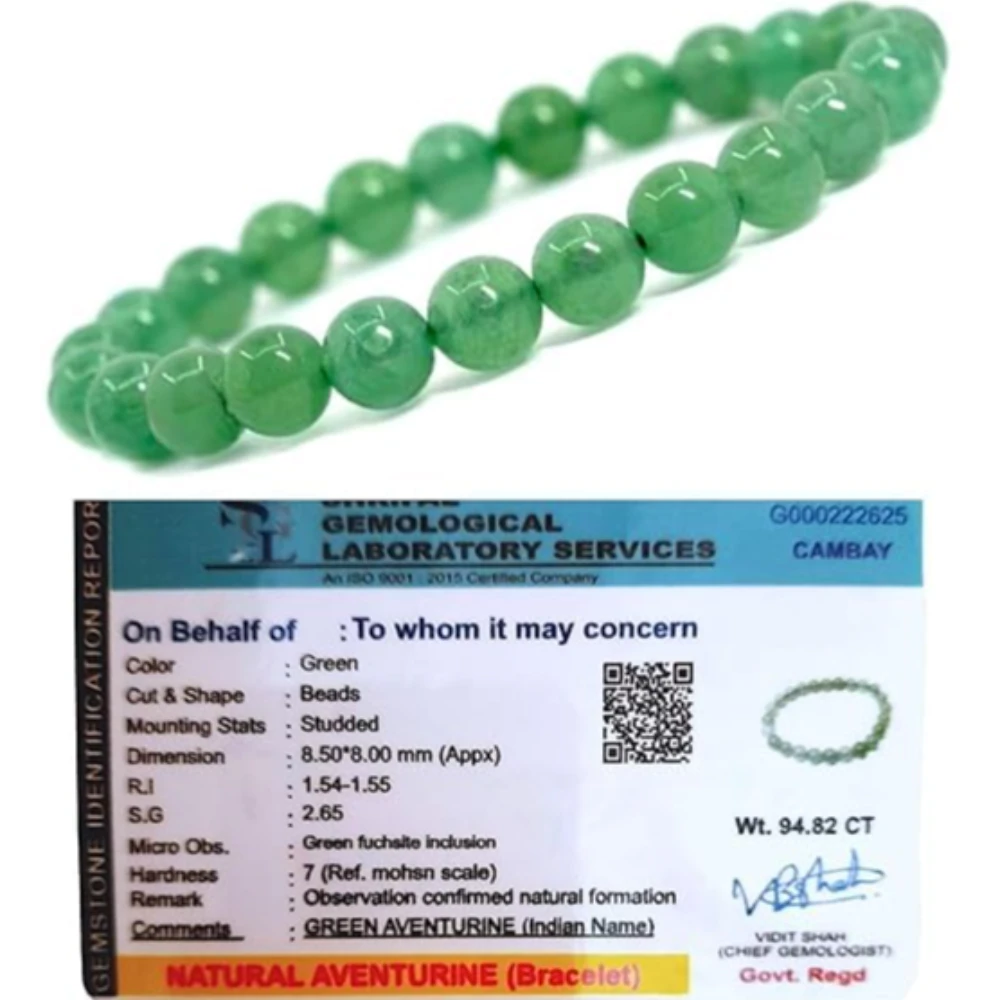 Agatesvibe Natural Certified 8mm Healing Crystal Bracelet – Stretchable Unisex Design | Chakra Balancing, Inner Peace, Abundance & Well-being | Pack of 1
