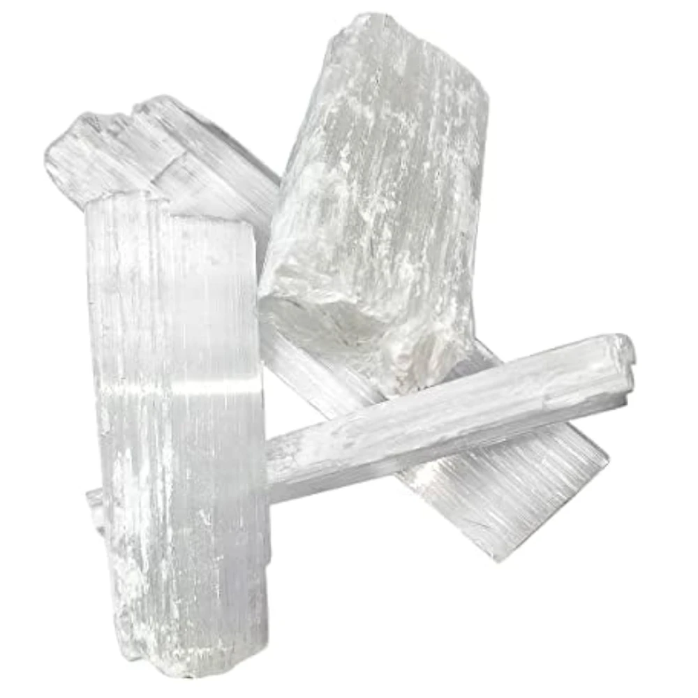 Agatesvibe Healing Crystal Raw Stone - 200g | AAA+ Grade Gemstone for Reiki, Vastu & Meditation | Perfect for Home Décor & Energy Healing (PAck of 1) (Selenite)