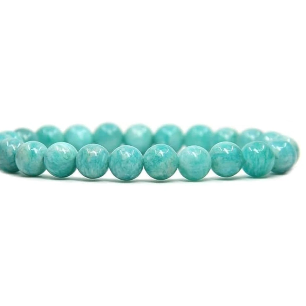 Agatesvibe Handmade Gem Semi-Precious Gemstone 8mm Round Beads Stretch Bracelet – 7" Unisex (Pack of 1) (Amazonite)