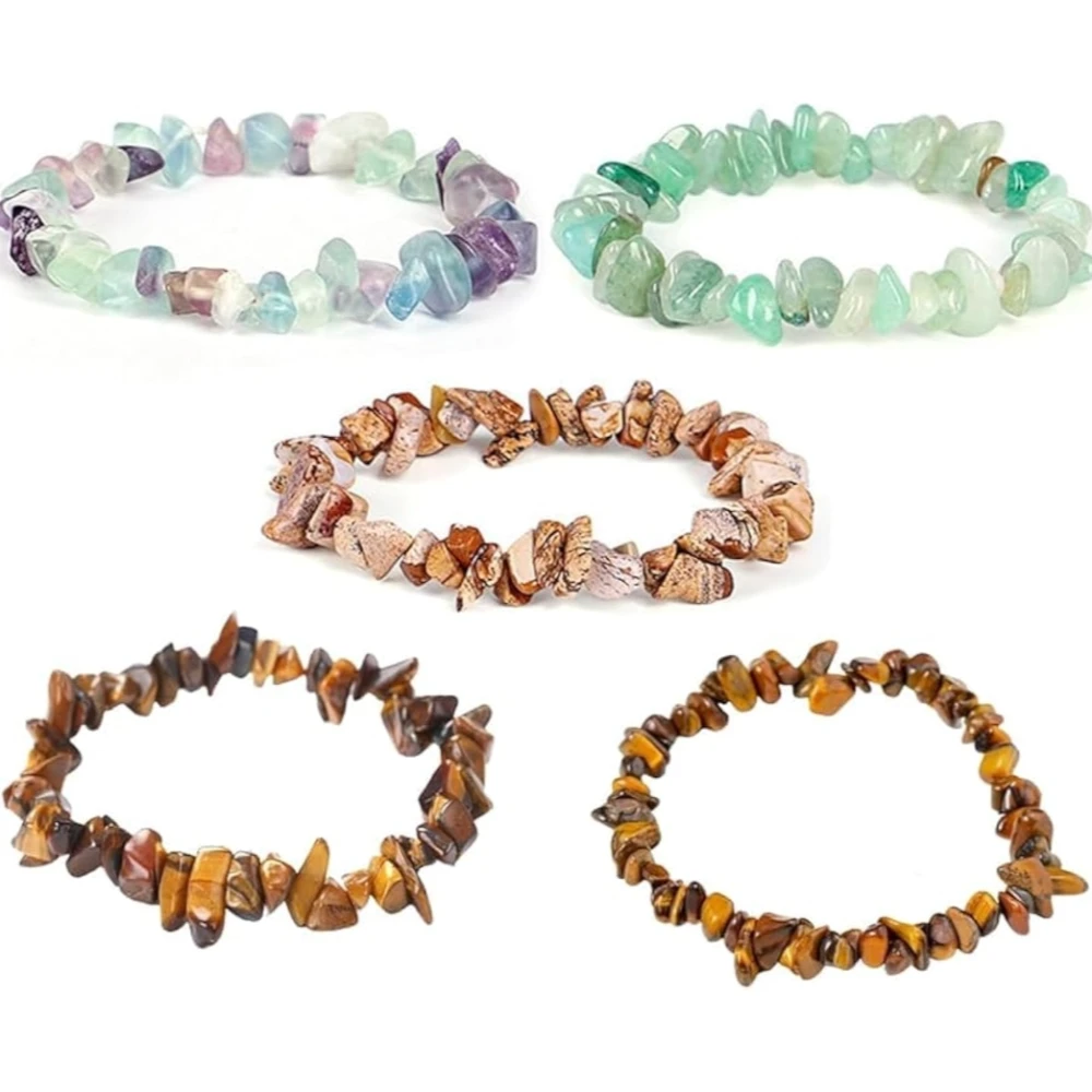 Agatesvibe Crystals Stretch Bracelet Irregular Beads Stretch Healing Crystals Chips Natural Gemstone for Women Jewelry Reiki Meditation (Pack of 1) (Tigers Eye)