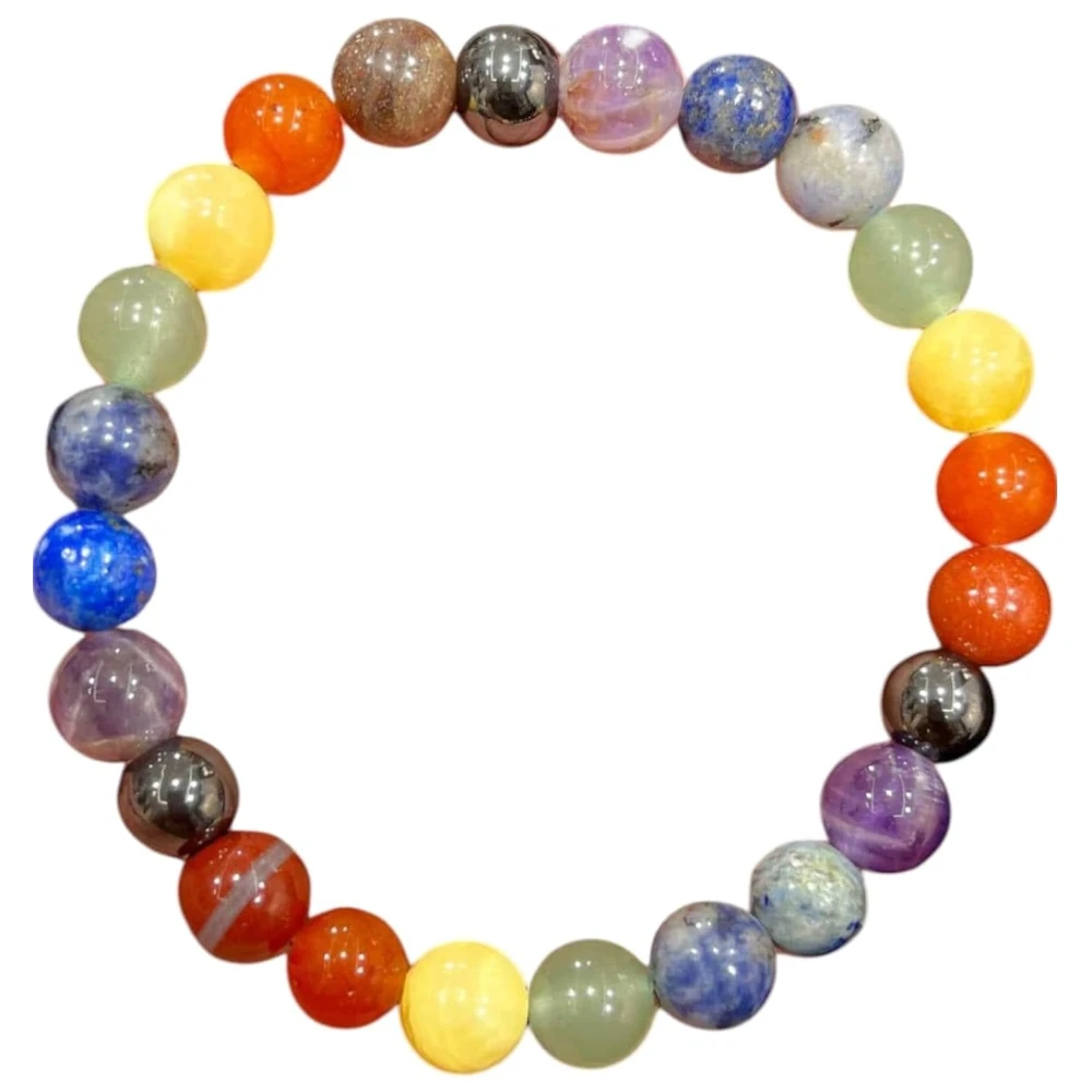 Agatesvibe Factory Multicolour 7 Chakra Bracelet – 10mm Natural Stone Beads for Reiki Healing, Meditation & Protection – Unisex Crystal Energy Jewelry (Pack of 1)