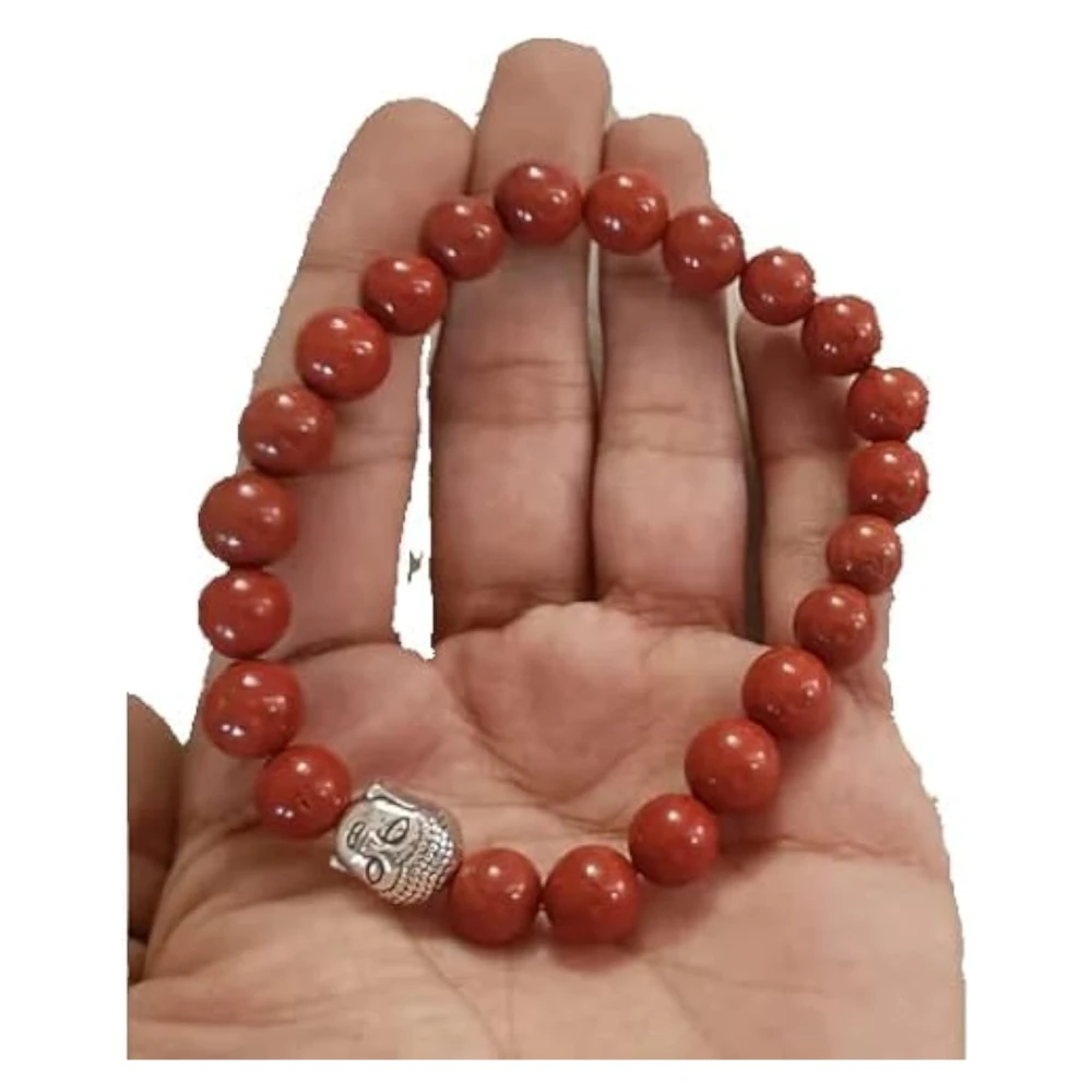 Agatesvibe Red jasper Beads Buddha Head Charm Bracelet tone Bracelet for Reiki Healing and Crystal Healing Stone Bracelet (Pack of 1)