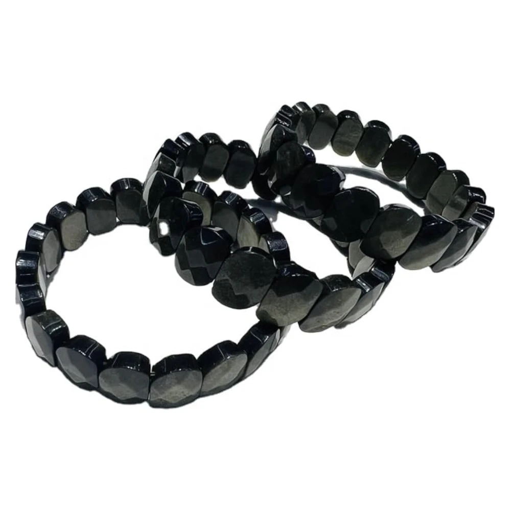 Agatesvibe Certified Reiki Healing Gemstone Bracelet – Tiger Eye, Aventurine, Amethyst & Jade Bangle Natural Tiger Eye & Amethyst Gemstone Bracelet – Vastu Expert Charged Healing Bangle (Pack of 1) (Black)