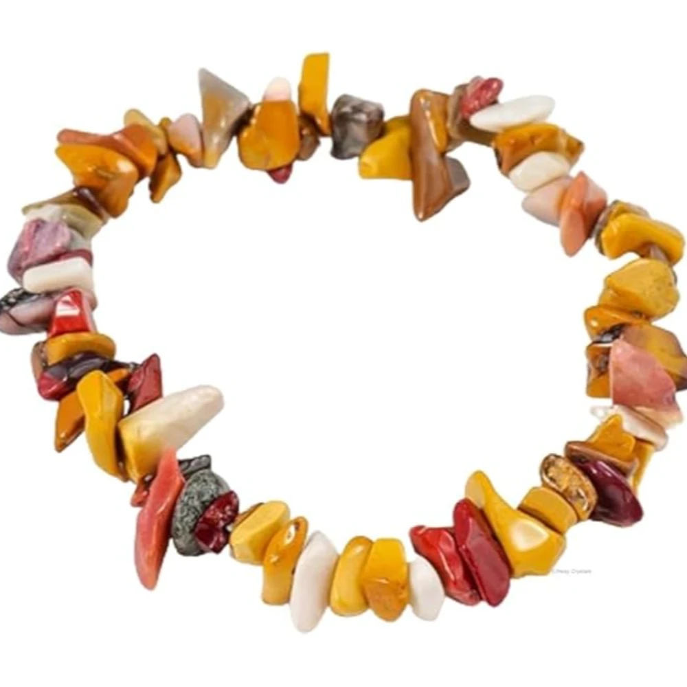 Agatesvibe Crystals Stretch Bracelet Irregular Beads Stretch Healing Crystals Chips Natural Gemstone for Women Jewelry Reiki Meditation (Pack of 1) (Mookaite)