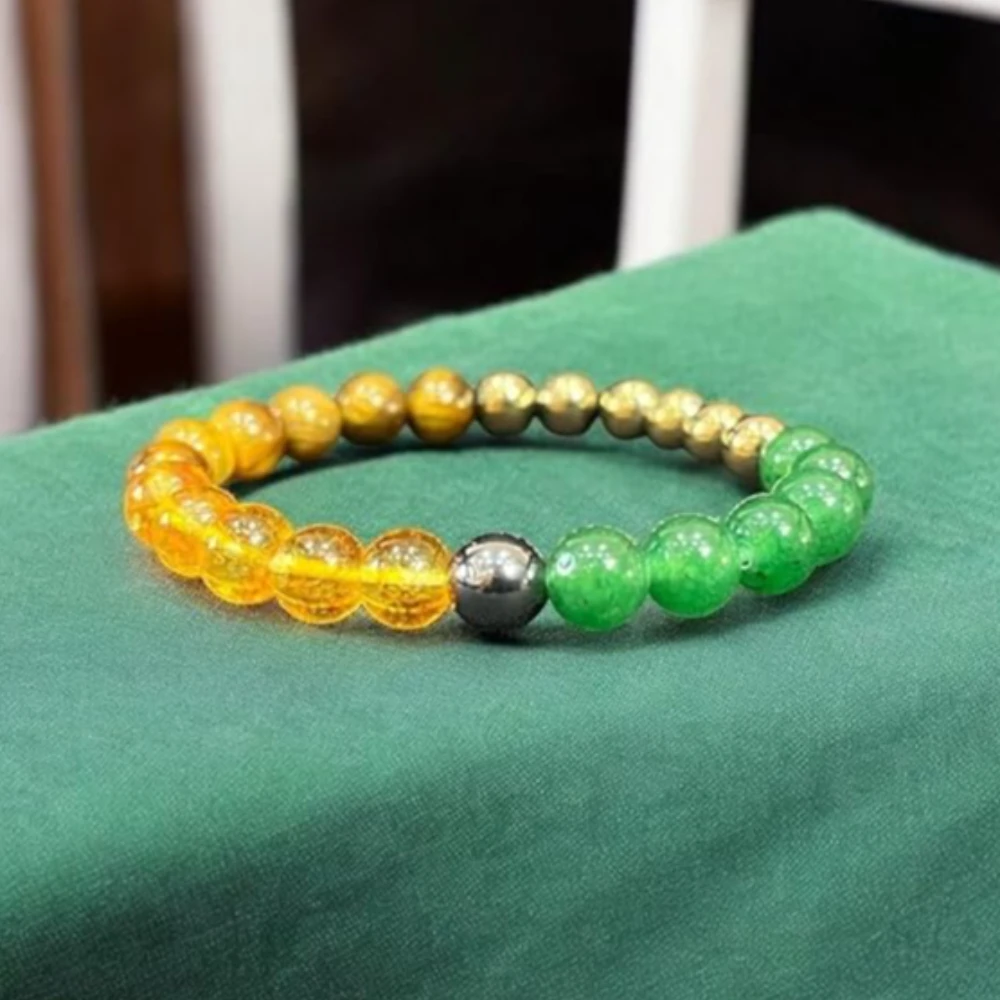 Agatesvibe Money Magnet Bracelet – Shiny Gold-Like Natural Gemstone | Unisex Wealth & Confidence Jewelry for Men & Women | Attracts Money, Fame & Good Luck (Pack of 1) (Green Aventurine)