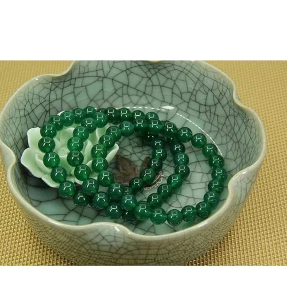 multiagate Natural Green Jade Unisex Bracelet 8mm Stretchable Original Real Crystal 'Stone of Good Luck' Bracelet For Peace