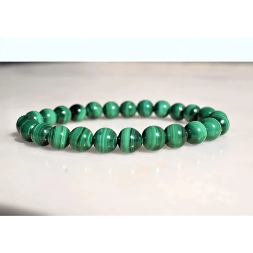 Agatesvibe Natural AAA++ Malachite Bracelet – 8mm Green Crystal Beads – Premium Jewelry Gift for Women (Pack of 1