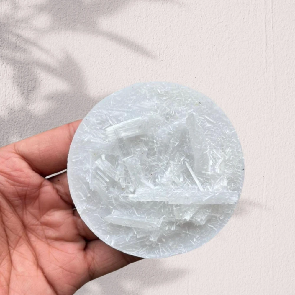 Raw Moroccan Selenite Charging Plate | Authentic Crystal for Cleansing & Recharging | Energy Plate for Bracelets, Crystals & Jewelry | Spiritual Healing Stone for Peace & Clarity