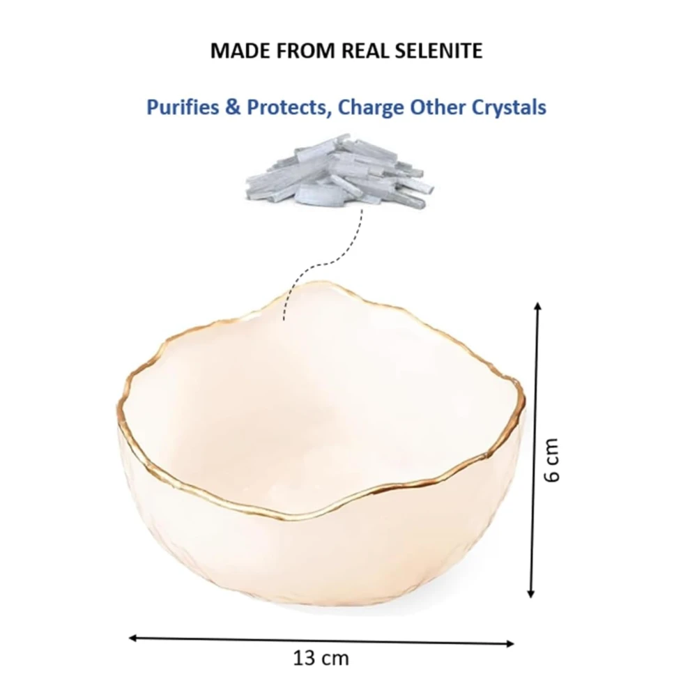 Natural Certified Handcrafted Selenite Charging Bowl for Crystals, Bracelets, Jewelry & Healing Stones