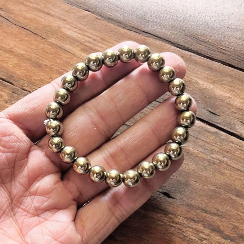AgatesVibe Pyrite Stone Original Stone and Bracelet for Vastu/Working Table Décor | Wealth and Business Luck | Enhanced Willpower and Manifestation