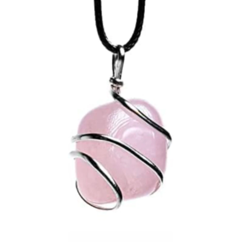 Agatesvibe Healing Crystal Pendant Necklace for Women – Handmade Jewelry with Ethically Sourced Genuine Crystals & Healing Stones (Pack of 1) (Rose Quartz)