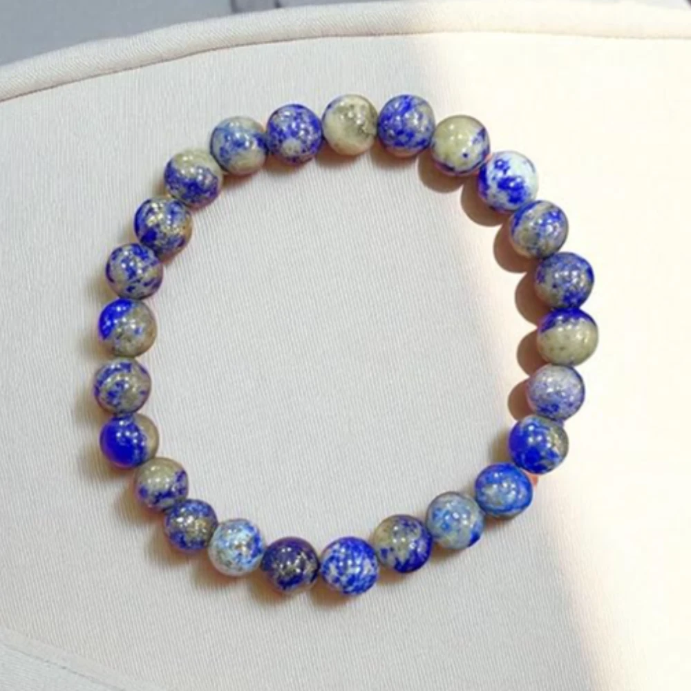 Agatesvibe "Certified Lapis Lazuli Bracelet – A1 Rated Natural Lajward Stone, Premium Round Beads, Unisex Healing Crystal Bracelet for Men & Women (Pack of 1)
