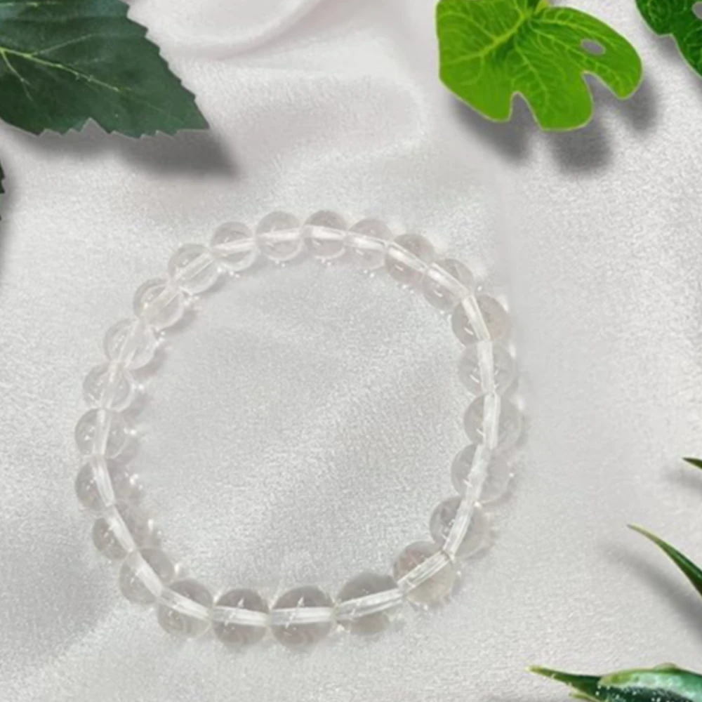 Agatesvibe Natural Clear Quartz Reiki Healing Crystal Bracelet - Lab Certified, 8mm Beads, for Men & Women