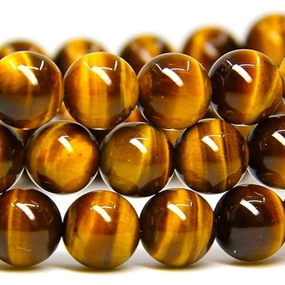 Agatesvibe Handmade Gem Semi Precious Gemstone 8mm Round Beads Stretch Bracelet 8mm Bead Size (Golden Tiger Eye)