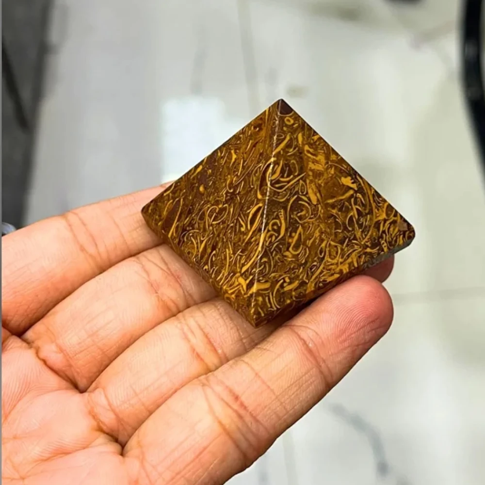 Agatesvibe Natural Jaisalmer Habur Stone Pyramid – Handcrafted Healing Crystal Pyramid for Vastu, Meditation, Positive Energy, Home & Office Décor (Size 2 x 2 x 2 Inch)"
