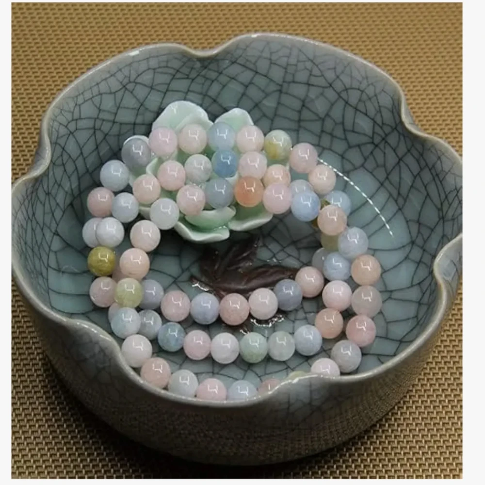 Agatesvibe Handmade Semi-Precious Gemstone Beaded Bracelet – 8mm Round Stretch Bracelet (7") for Unisex (Pack of 1) (Morganite Beryl Aquamarine)