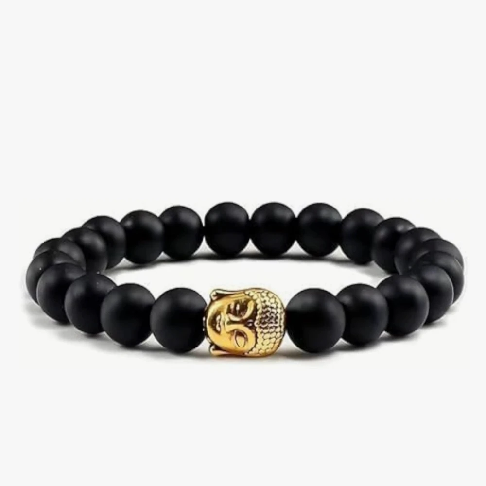 Agatesvibe Natural Semi-Precious Gem Stone Reiki Crystal Bracelet – 8mm Beads with Good Luck Buddha Charm, Elastic Stretchable for Men & Women (Pack of 1)