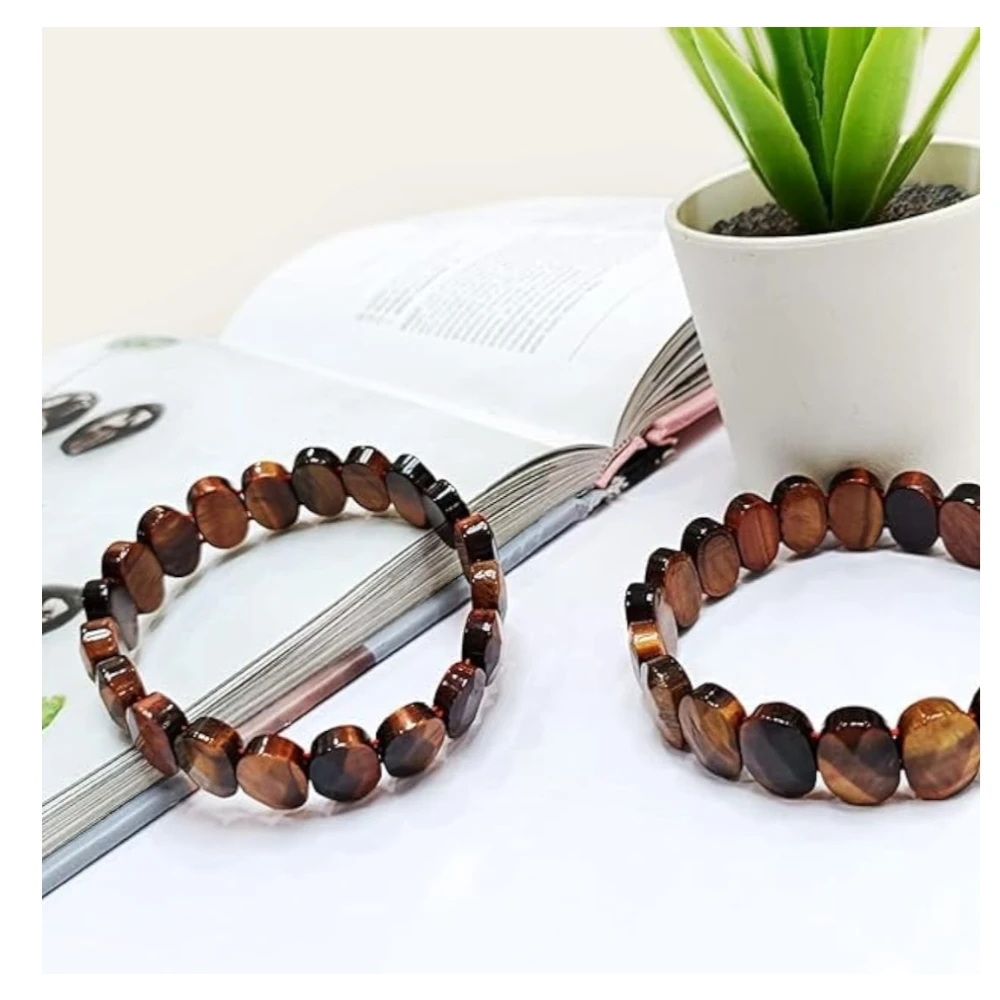 Agatesvibe Certified Reiki Healing Gemstone Bracelet – Tiger Eye, Aventurine, Amethyst & Jade Bangle Natural Tiger Eye & Amethyst Gemstone Bracelet – Vastu Expert Charged Healing Bangle (Pack of 1) (Multi Tiger Eye)