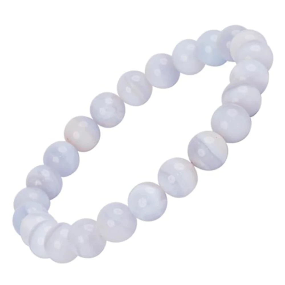 Agatesvibe Crystal Bracelet for Men & Women (8mm) | Gemstone Round Beads Bracelet for Girls | Elastic Casual Bracelet for Boys | Natural Reiki Feng Shui Healing Stone Bracelet for Unisex Adults (PAck of 1) (Colour: Blue Lace Agate)