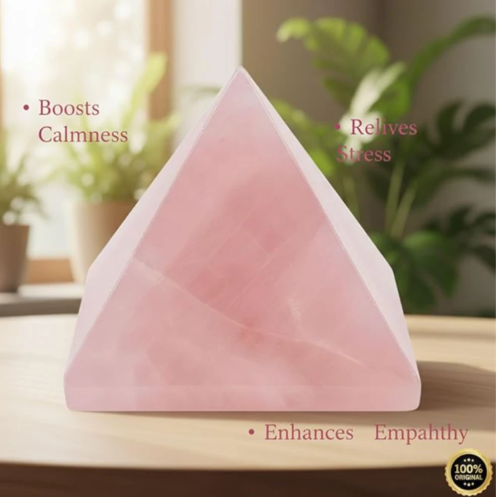 Agatesvibe Certified Rose Quartz Crystal Pyramid (1 Inch) for Love, Harmony & Positive Energy