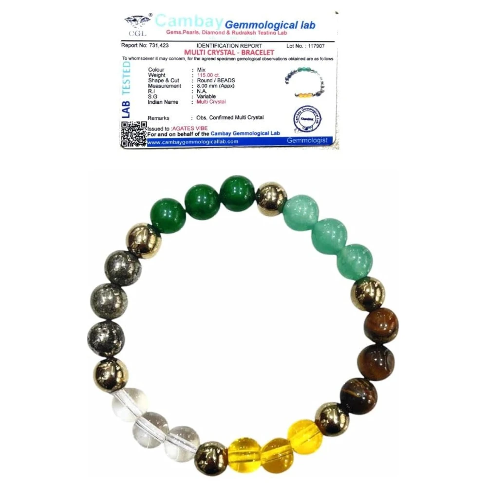 Agatesvibe Certified Dhan Yog Bracelet for Wealth & Financial Prosperity – Powerful Astrology Bracelet for Men & Women Made with Original Pyrite, Citrine & Green Aventurine Stones | Attracts Abundance, Career Growth, and Success (Pack of 1)