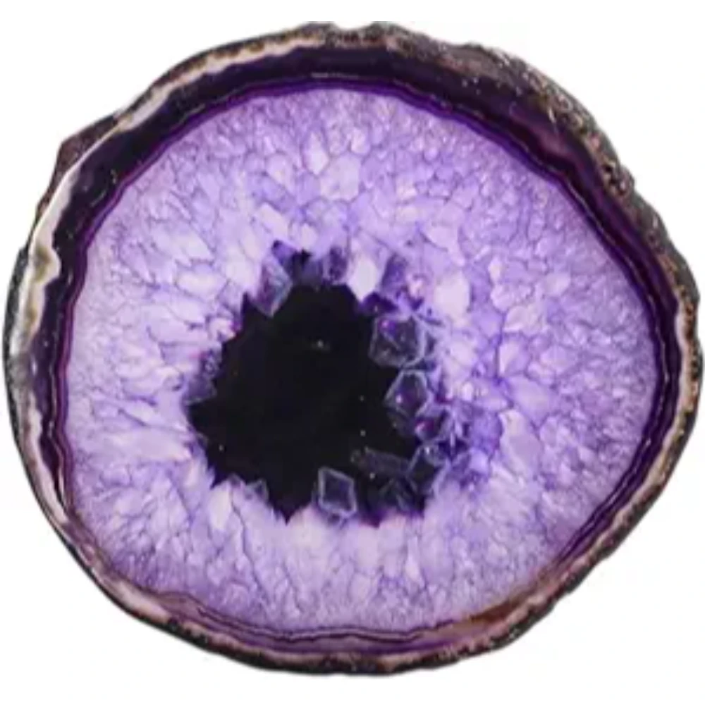 Agatesvibe 1 PC Natural Agate Slice Geode Stone – Irregular Crystal for Home Decor, Place Card Holder, Healing Stone Collection (Purple)