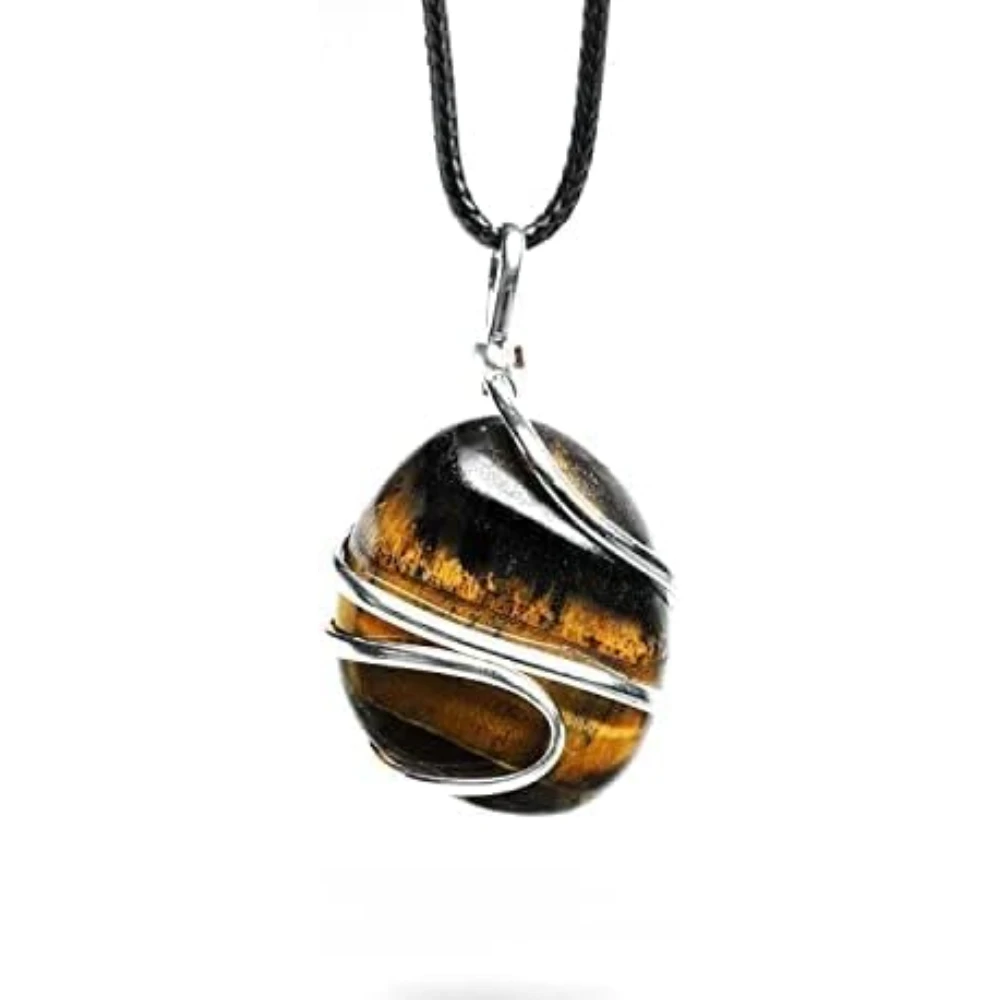 Agatesvibe Healing Crystal Pendant Necklace for Women – Handmade Jewelry with Ethically Sourced Genuine Crystals & Healing Stones (Pack of 1) (Tigers Eye)