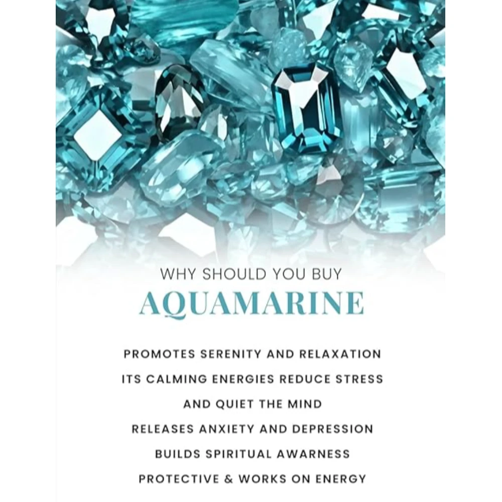 Natural Aquamarine Bracelet for Men and Women – Single Circle Beaded Bracelet – Healing Crystal Energy Jewelry – Handmade Gemstone Wristband (Pack of 1)