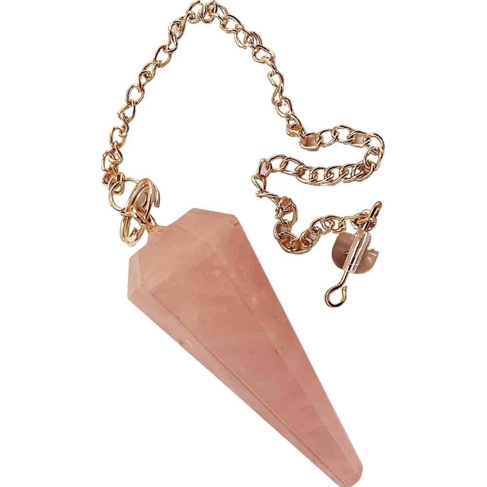 Agatesvibe "7 Chakra Stones Pendulum – Energy Healing & Dowsing Crystal | Reiki Pendulum with Chakra Chain & Ball for Meditation & Grids(Pack of 1) (Rose Quartz)
