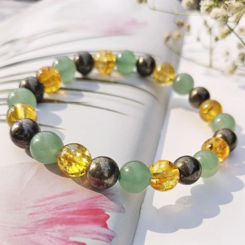 Agatesvibe Money Magnet Bracelet for Wealth & Prosperity | 8MM Natural Healing Gemstone Beads for Men & Women (Pack of 1)