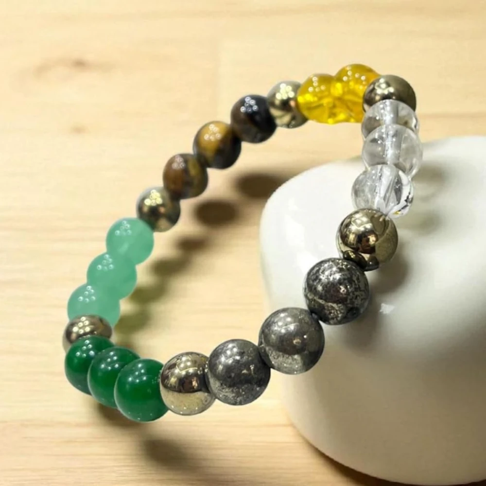 Agatesvibe Certified Dhan Yog Bracelet for Wealth & Financial Prosperity – Powerful Astrology Bracelet for Men & Women Made with Original Pyrite, Citrine & Green Aventurine Stones | Attracts Abundance, Career Growth, and Success (Pack of 1)
