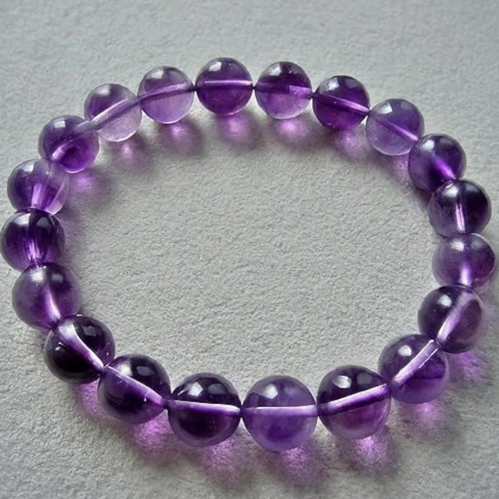 Agatesvibe Natural Certified 8mm Healing Crystal Bracelet | Stretchable, Suitable for Men and Women | for Chakra Balancing, Inner Peace, Abundance, and overall Well-being (Pack of 1) (Amethyst)