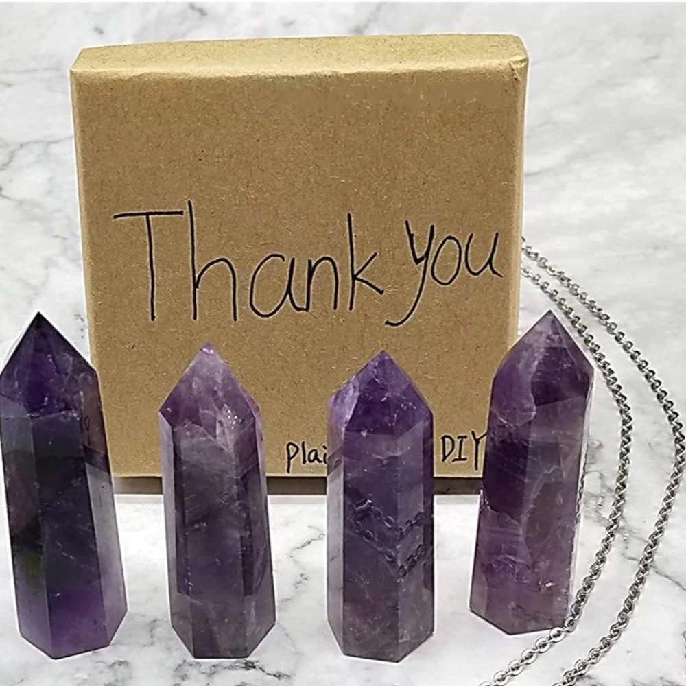 Agatesvibe Goege Bailey Amethyst Crystal Wand – Healing Stone | Faceted Reiki Chakra Meditation Tool for Energy Balancing & Spiritual Therapy (4pcs Purple Amethyst)