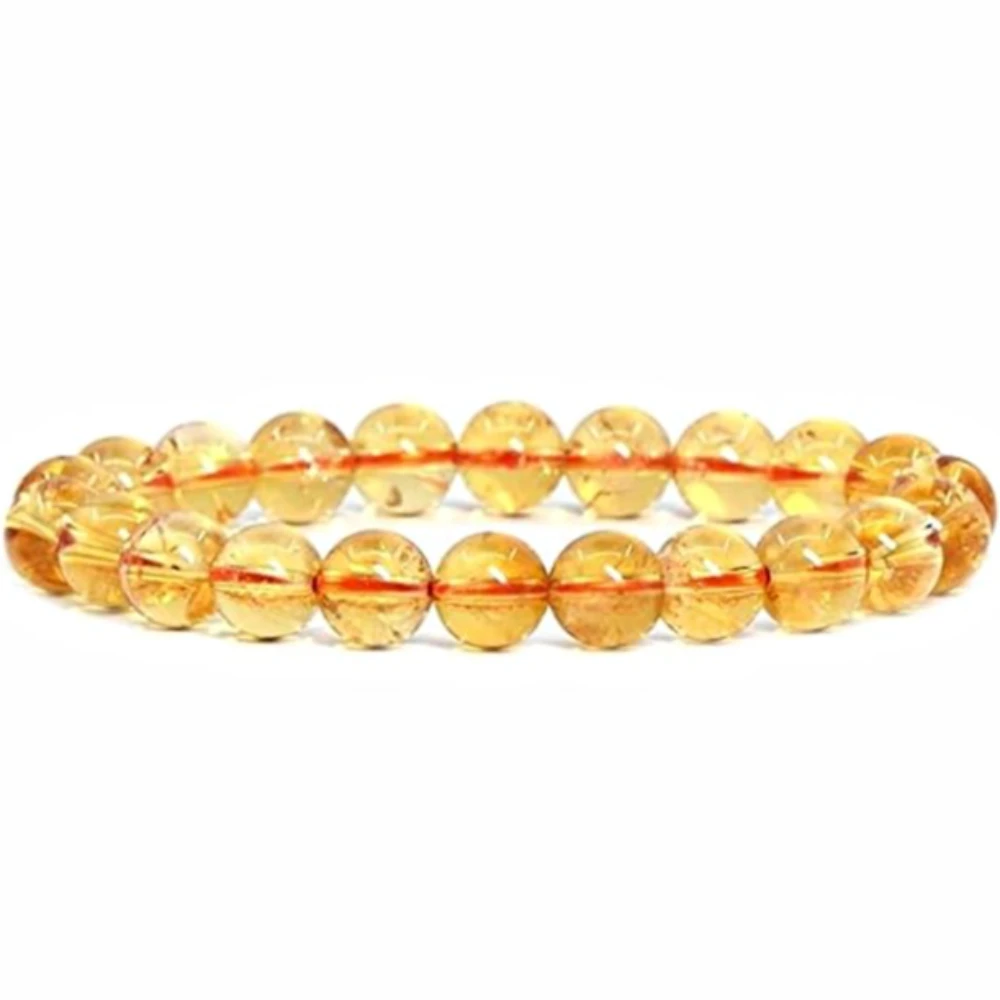 Agatesvibe Natural Citrine Bracelet - Crystal Gemstone for Men & Women, 8mm Beads