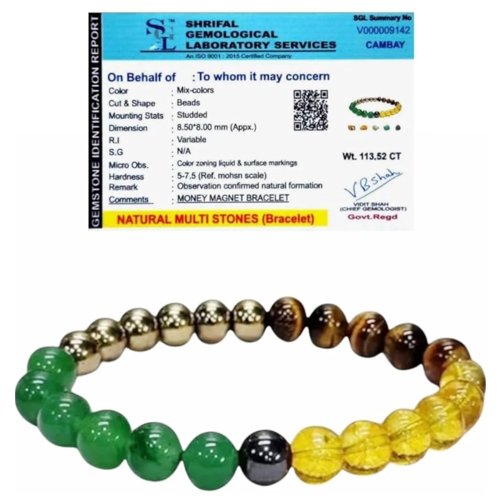 Agatesvibe Money Magnet Crystal Bracelet - Unisex Wealth & Prosperity Bracelet with Citrine, 8mm Beads, 24 Crystals