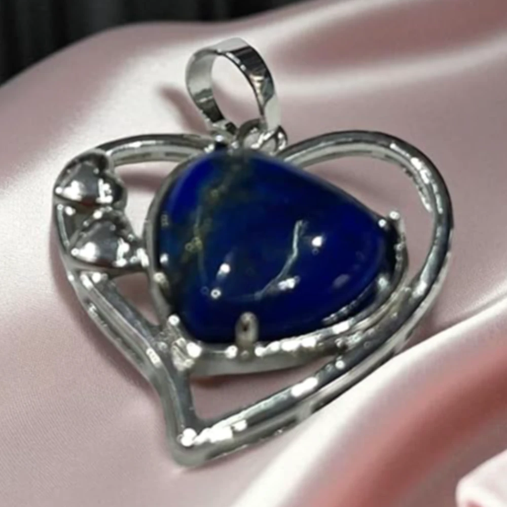 Agatesvibe Opalite Pendant – Natural Healing Crystal Pendant/Locket with Metal Chain | Energy Stone for Reiki, Chakra Balancing & Spiritual Growth | Handmade Gemstone Jewelry for Men & Women (Pack of 1) (Blue)