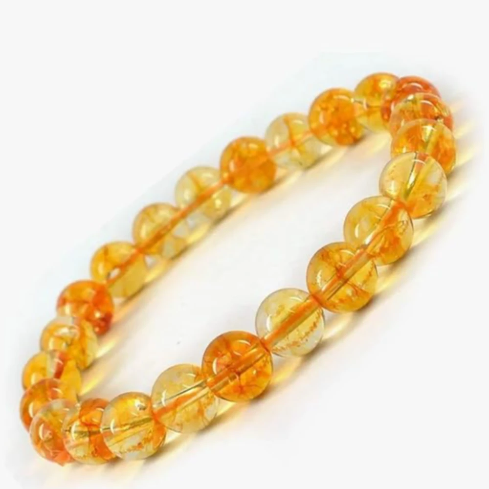 Agatesvibe Natural Citrine Premium Bracelet (Non Heated) – Genuine Polished Round Citrine Crystal Energy Healing Jewelry for Positive Vibes and Abundance (Pack of 1)