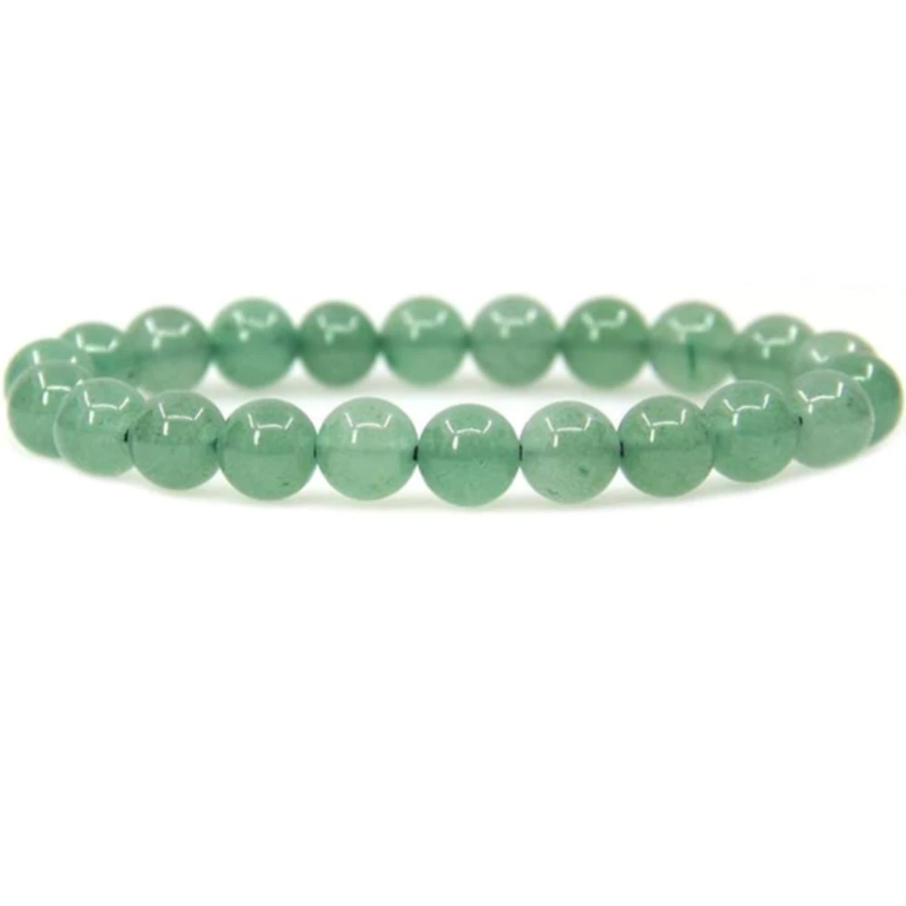 Agatesvibe Handmade Gem Semi Precious Gemstone 8mm Round Beads Stretch Bracelet 8mm Bead Size (Green Aventurine)