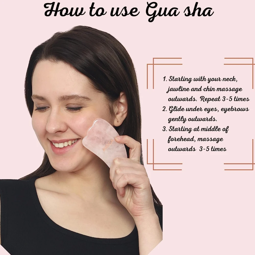 Agatesvibe Roller & Gua Sha Set, Face Roller Manual Massager,Jade Applicator for Face, Neck,Body Muscle,Relaxing, Stimulating Blood Flow, Relieve Fine Lines, Wrinkles, (Rose Quartz)