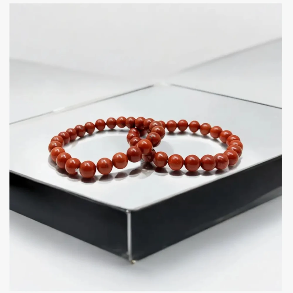 Agatesvibe "Natural Red Jasper Bracelet with Lab Certificate – 8MM Beads for Men & Women | Root Chakra Balance, Reiki Healing, Good Luck & Prosperity(Pack of 1)