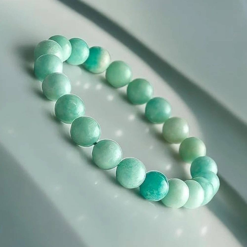 Agatesvibe Natural Certified 8mm Healing Crystal Bracelet | Stretchable, Suitable for Men and Women | for Chakra Balancing, Inner Peace, Abundance, and overall Well-being (Pack of 1) (Amazonite)