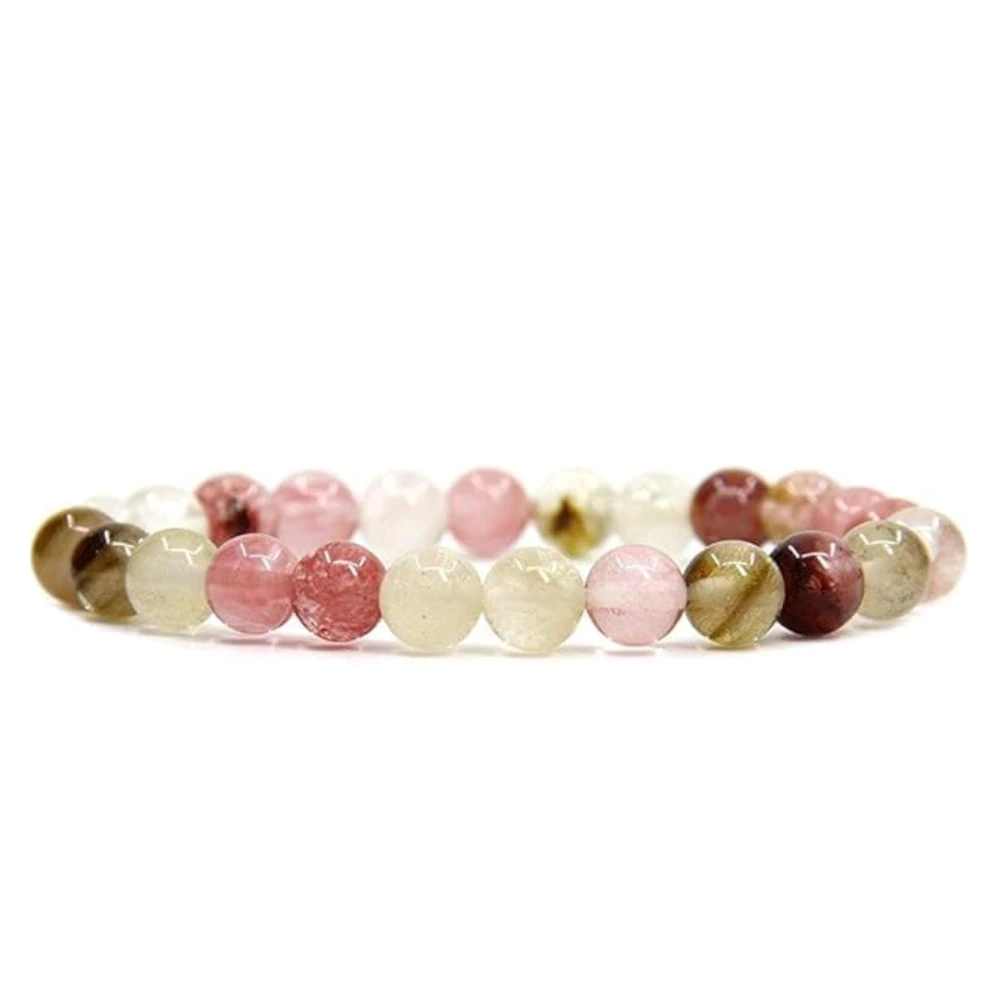 Agatesvibe Handmade Gem Semi Precious Gemstone 8mm Round Beads Stretch Bracelet (Citrine)