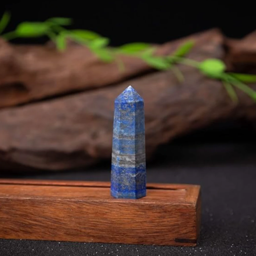 Agatesvibe Goege Bailey Amethyst Crystal Wand – Healing Stone | Faceted Reiki Chakra Meditation Tool for Energy Balancing & Spiritual Therapy (4pcs Blue Lapis Lazuli)