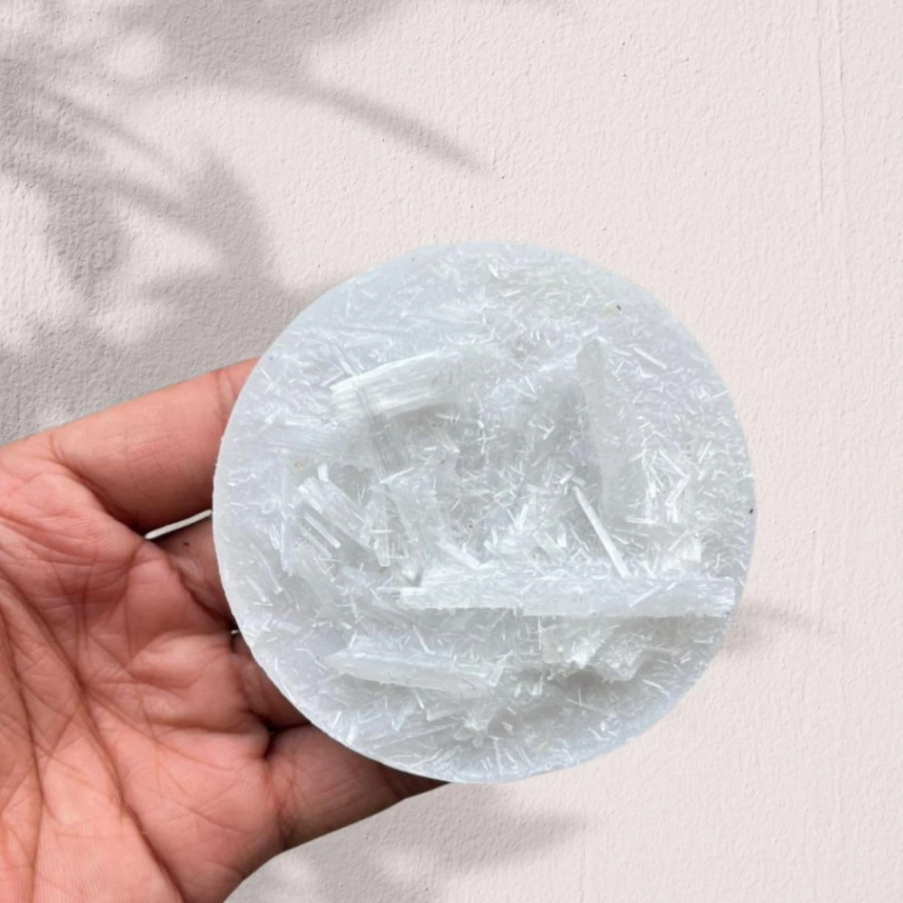 Raw Moroccan Selenite Charging Plate | Authentic Crystal for Cleansing & Recharging | Energy Plate for Bracelets, Crystals & Jewelry | Spiritual Healing Stone for Peace & Clarity