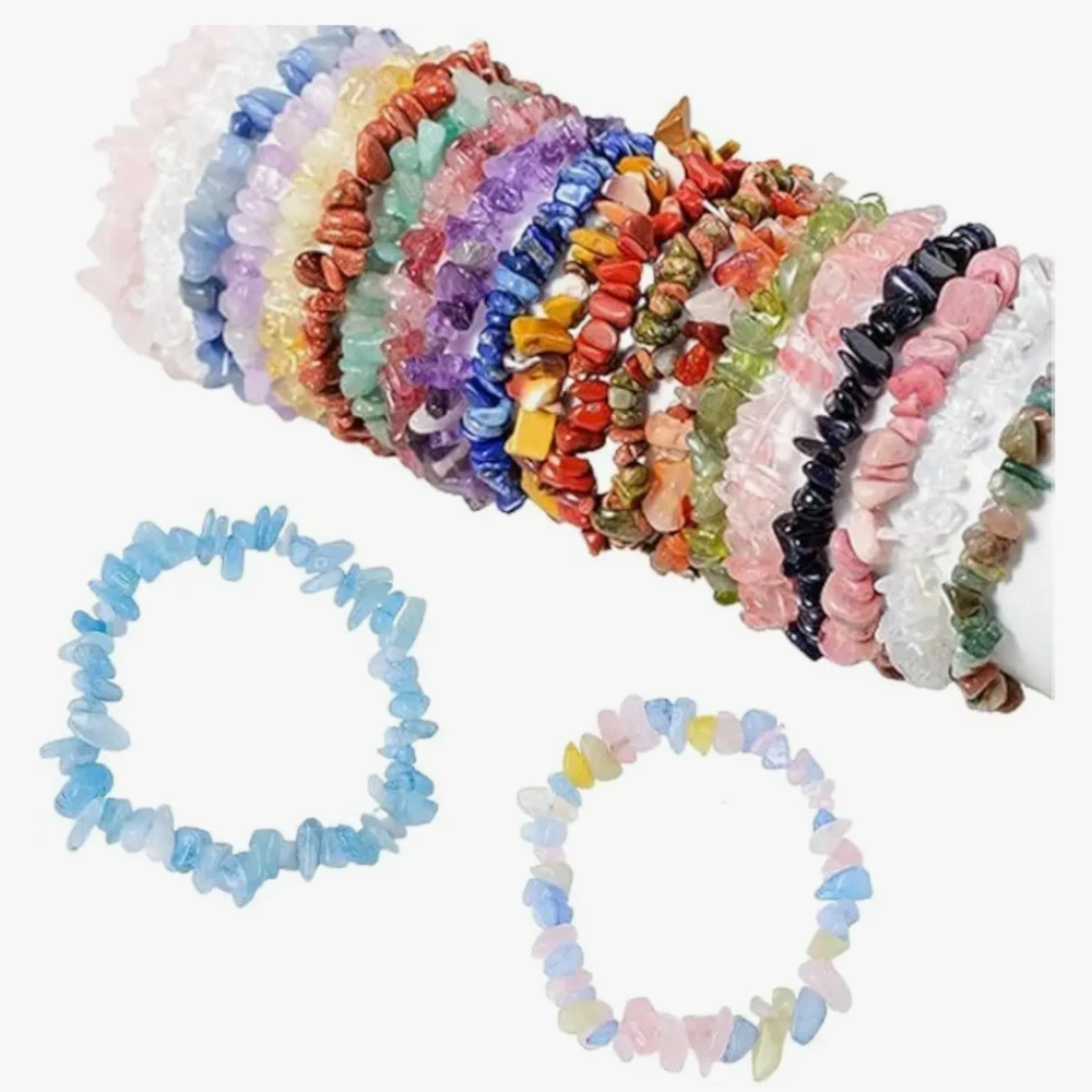 Agatesvibe Crystals Stretch Bracelet Irregular Beads Stretch Healing Crystals Chips Natural Gemstone for Women Jewelry Reiki Meditation (Pack of 1) (Rhodochrosite)