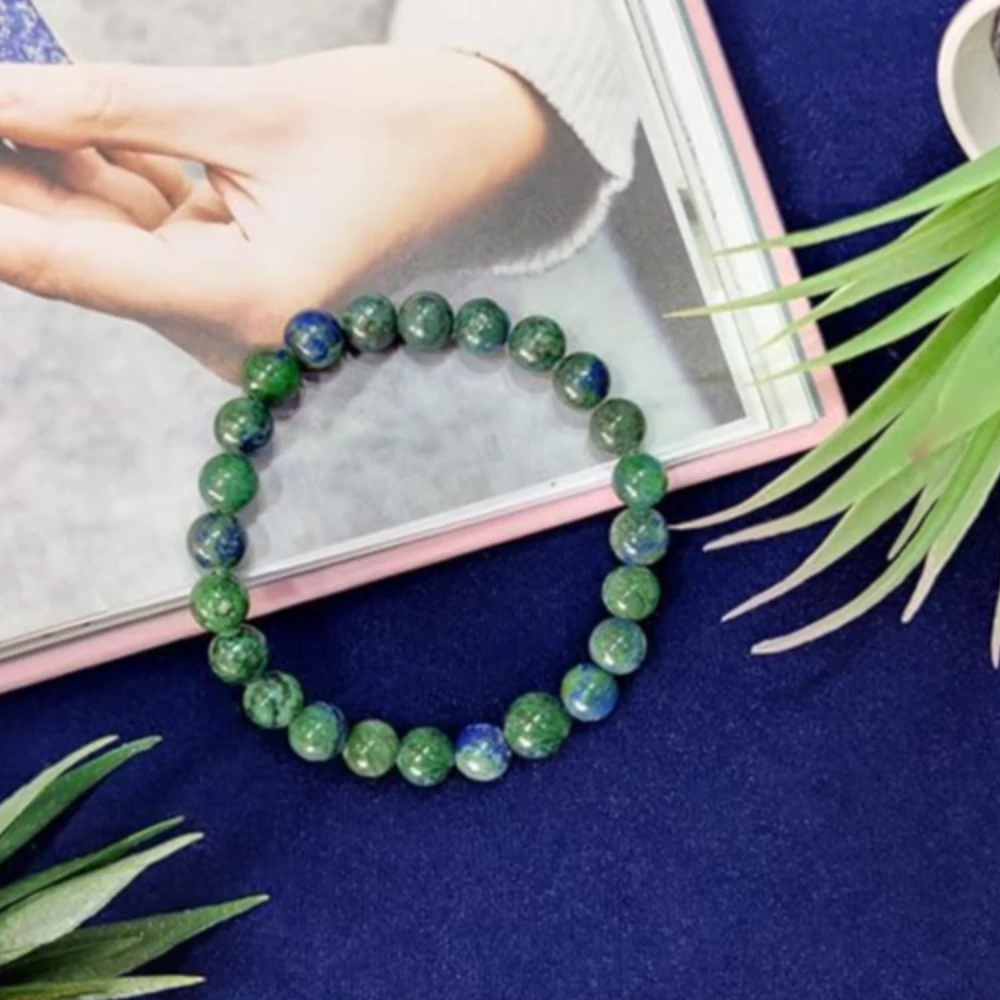 Agatesvibe Crystal Bracelet for Men & Women (8mm) | Gemstone Round Beads Bracelet for Girls | Elastic Casual Bracelet for Boys | Natural Reiki Feng Shui Healing Stone Bracelet for Unisex Adults (PAck of 1) (Chrysocolla)